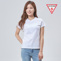 게스 게스 여성 엠보 삼각 반팔티 OM2K0542