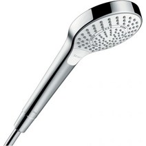 hansgrohe Croma Select S 저유량 4인치 핸드헬드 샤워 헤드 Modern 3 SoftRain IntenseRain 맥동 마사지 04724400, White/Chrome