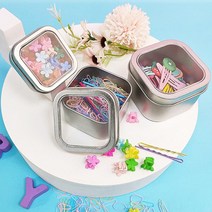 [생활/소품/최저] 사각 투명 틴 케이스 포카 머리끈 실핀 면봉 정리함 펜트리수납함 틴케이스제작 68629EA, 2사각투명틴케이스-중, 본상품선택