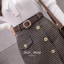 잔 체크무늬 단추 겨울 모직 속치마 데일리 하객 랩 미니 스커트 (라이트브라운 다크브라운 블랙)(~3XL 빅사이즈까지)