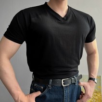 남자 브이넥 머슬핏 반팔 기능성 티셔츠