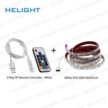 RGB LED 라이트 스트립 SMD5050 + 3/17 키 RF 원격 컨트롤러 USB TV 배경 조명 바 색상 변경 램프 5M, 01 IP20 not waterproof_01 5m, 03 RF 17key(white)
