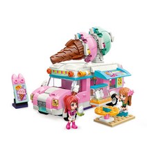 중국 레고 프렌즈 호환 핑크 아이스크림 밴 푸드 트럭 시티 자동차 피규어 여자 초등학생 여아 장난감 생일 선물 어린이 집, ENLIGHTEN 2029 핑크 아이스크림 밴