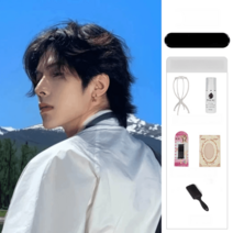 남자 통가발 자연스러운 패션 전체 볼륨 가르마 남성, 네이처블랙+5종세트