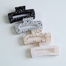 달마시안 페인팅 잉크 마블 사각 올림머리 헤어 집게핀 4color