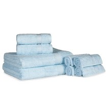 SUPERIOR 10피스 세안 수건 세트 이집트 면 로열 퍼플 272164, 8 Piece Towel Set, Light Blue