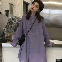 가바바 여성 셔츠원피스 세련된 루즈핏 심플 카라넥 롱남방 롱원피스 G53785