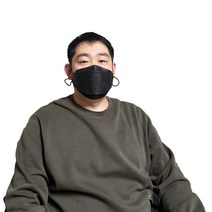 보튼 KF94 특대형 마스크 블랙 20매입 개별포장 끈조절 귀안아픈 얼큰이 빅사이즈 얼굴큰사람 마스크, 블랙 60매