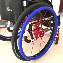 (한 쌍) 24인치 리어 휠 스포츠 휠체어 미끄럼 방지 내마모성 실리콘 핸드 푸시 커버 멀티 컬러 옵션 푸시 스네어, 24inch Blue