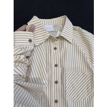 여자 스트라이프셔츠 줄무늬 가로 세로 셔츠 출근룩 데일리룩 세련되고 아름다운 차 브레이크 프랑스 스타일 여성복 스트라이프 셔츠 여성 디자인 틈새 2023 봄 가을