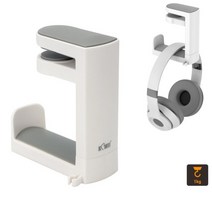 회전 장착형 헤드폰 브래킷 PC 게임용 스탠드 홀더 책상 걸이 후크, 흰색 USB 없음