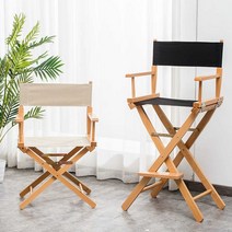 영화감독의자 영화배우의자 접이식의자침대 캔버스 메이크업, 키가 큰 흰색 나무 + 흰색 천