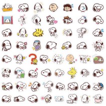 호빵맨 도라에몽 디즈니 톰앤제리 스누피 스펀지밥 위니푸우 리무버블스티커 모음 폰꾸 다꾸 폴꾸 세트 60매, 스누피-B