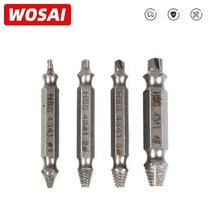 WOSAI-HHS 스틸 스크류 추출기 드릴 비트 가이드 세트 4 개 깨진 손상된 볼트 리무버 더블 엔드