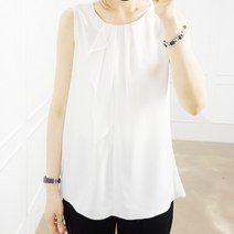 블라우스 훌 나시 쉬폰 여자 스판 빅사이즈 프릴 민소매