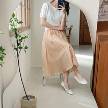 다잇템 여자 여리핏 튜튜스커트 얇은 후레아 실키 치마
