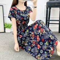 여름 드레스 꽃 반팔 슬림 피트 해변 휴일 요정 인쇄 스커트 빠른배송