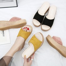 여성 민지 웨지슬리퍼 통굽슬리퍼 굽 7cm