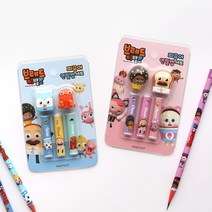 핑크풋 브레드이발소 피규어 연필캡 세트, 랜덤발송