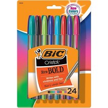 BIC 크리스탈 엑스트라 볼드 볼펜 두꺼운 굵기 1.6mm 24개입, Assorted_Ballpoint Pen