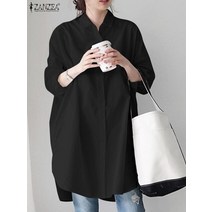 자켓형 블라우스 데님 여자 면접 청남방 호피 봄 우아한 긴 플레어 슬리브 세련된 여성 버튼 긴 셔츠 느슨한 튜닉 탑 캐주얼 솔리드