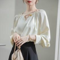 늘솜미 프렌치 새틴 기본 가을 블라우스nsm012