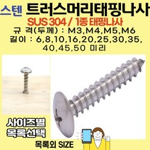 볼트가게 스텐 트러스머리 태핑1종 피스나사 굵기: M3 M4 M5 M6 길이: 6~50미리 사이즈별 목록선택/스크류볼트, 1개