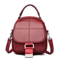 패션 디자이너 여성용 다기능 PU 가죽 백팩 단색 스티칭 학교 가방 숙녀 여행 백팩