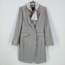 빈티지다온 아나카프리 여 새틴 리본데코 롱자켓 그레이베이지M