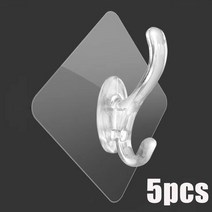 투명 벽걸이 자체 접착 욕실 가운 수건 걸이 랙 펀치 없는 문 코트 옷 열쇠 선반 주방, 한개옵션1, 02 Single Hook -  5 PCS