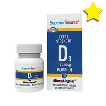 슈퍼ior Source 비타민D Vitamin3 1000 IU 미세 언어정 타블렛제 100개 강한 기능, Vitamin D 125mcg (5,000 IU)