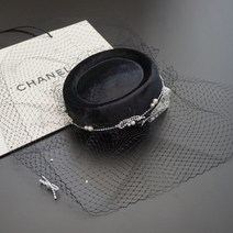 베일모자 French british hepburn style black mesh veil top hat women banquet chic 베레모 cap formal fedora