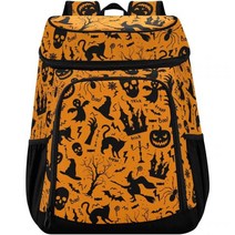 Joisal 축제 할로윈 호박 잭 36 캔 비치 쿨러 배낭 절연 휴대용 점심 가방, Halloween Pattern Pumpkin Cast