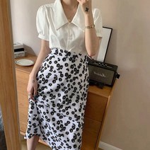 초이앤 사랑스런 러블리 플라워 밴딩 롱 스커트