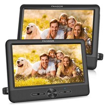 FANGOR 25.4cm 10인치 듀얼 자동차 DVD 플레이어 휴대용 헤드레스트 5시간 충전식 배터리 장착 브래킷 2개 마지막 메모리 지원 여유 영역 USB SD AV 출력 및 입