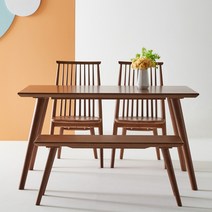 4인용 원목 식탁세트 2인벤치1 + 의자2, 원목4인식탁+2인벤치+2인벤치