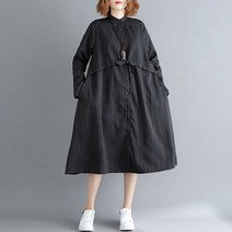 빅사이즈스트라이프차이나카라셔링디테일셔츠롱원피스_B1048