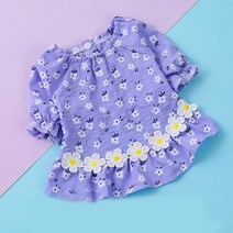 데이지 드레스 애완 동물 옷 개 고양이 여름 꽃 공주 포메 라니아 Bichon 테디 작은 얇은 치마 용품, 02 보라색_01 XS