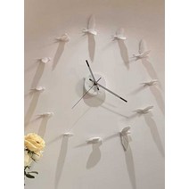벽시계 아트 시계 비둘기 새 거실 무소음 벽시계, 화이트