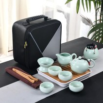 1인 다기 세트 여행용 휴대용 보이차 녹차 전통 찻잔 자사호 다도 대나무 차판 이효리, BZ, 1개
