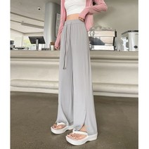 트임 실크 와이드 밴딩팬츠 데일리 캐주얼 베이직