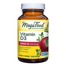 메가푸드 비타민 D3 2000 IU 90정 타블렛 미국직구, 60 Count (Pack of 1), Standard Packaging