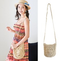 헤링본 여성 왕골가방 비치백 여름 수영가방 바캉스 숄더백 G55