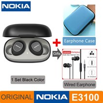 노키아 E3100 TWS 헤드폰 Fone Auriculares 무선 블루투스 이어폰 HD 전화 400mAh 안드로이드 IOS 레드 오렌지 핑크 헤드셋, 규격 없음, Black and Case TW13