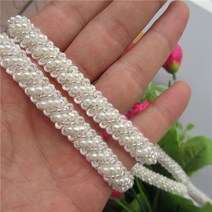 레이스 원단 1 야드 DIY 핸드 스티치 화이트 진주 비즈 수 놓은 리본 웨딩 드레스 스커트 칼라 넥 라인 봉제 아플리케, [01] 1Yard  Long, [02] 1