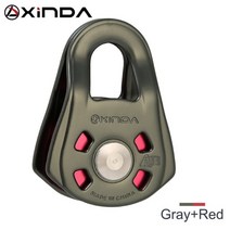 XINDA 전문 소형 단일 풀리 기어 볼 베어링 등산 암벽 등반 짚라인 트래버스 해결 캐리지 풀리, 회색과 빨간색