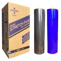 [유니스몰] 오공 검정색 청색 스트레치필름 공업용랩 4롤 1박스 (20mic x 500mm x 400m), 청색 20mic x 500mm x 400m 4롤 1박스