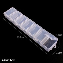 뜨거운 판매 네일 아트 보관 케이스 모조 다이아몬드 보석 액세서리 투명 플라스틱 빈, 7그리드 롱박스, 1 세트