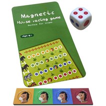 경마 보드 게임: 게임 보드 + 나무 말 12개 + PVC 놀이 카드 덱 2개 + 칩 64개 + 주사위 2개 + 플라스틱 상자 1개(나무 말과 주사위 보관용) 141702, Child Board