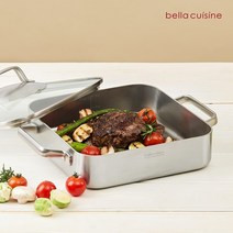 벨라쿠진 통3중 스텐 사각팬/전골냄비 24cm 뚜껑 포함, 없음